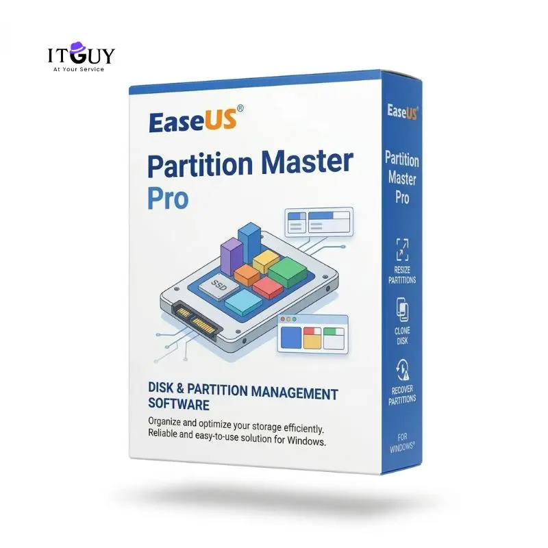 EaseUS Partition Master Pro product box for Windows