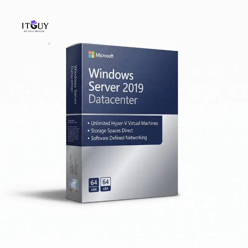 Microsoft Windows Server 2019 Datacenter product box